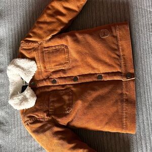 Little Me Rust Corduroy Jacket with Cream Sherpa Collar